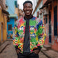 Central African Republic 1958 Bomber Jacket Leopard Colorful Paint Splatter Patriotic Flag