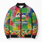 Central African Republic 1958 Bomber Puffer Jacket Leopard Colorful Paint Splatter Patriotic Flag