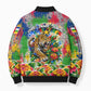 Central African Republic 1958 Bomber Puffer Jacket Leopard Colorful Paint Splatter Patriotic Flag
