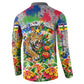 Central African Republic 1958 Button Sweatshirt Leopard Colorful Paint Splatter Patriotic Flag