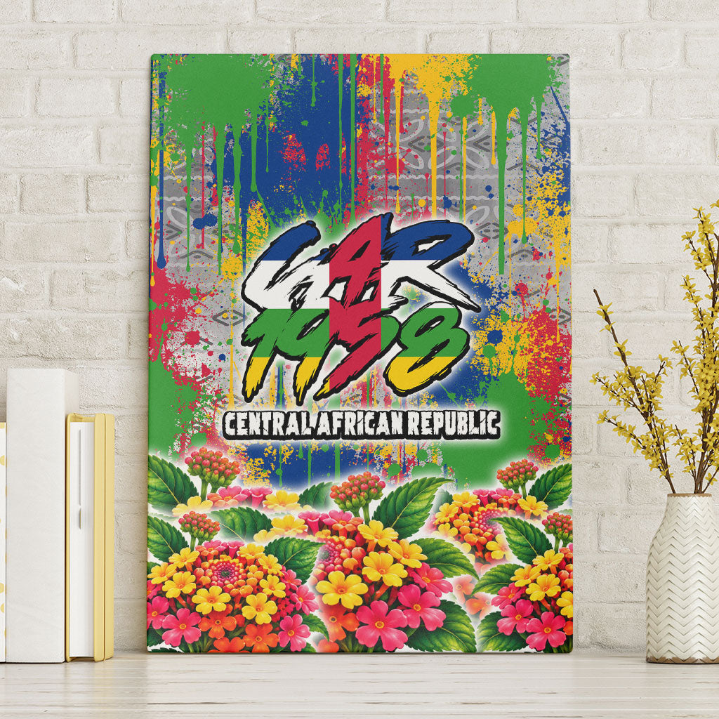 Central African Republic 1958 Canvas Wall Art Leopard Colorful Paint Splatter Patriotic Flag
