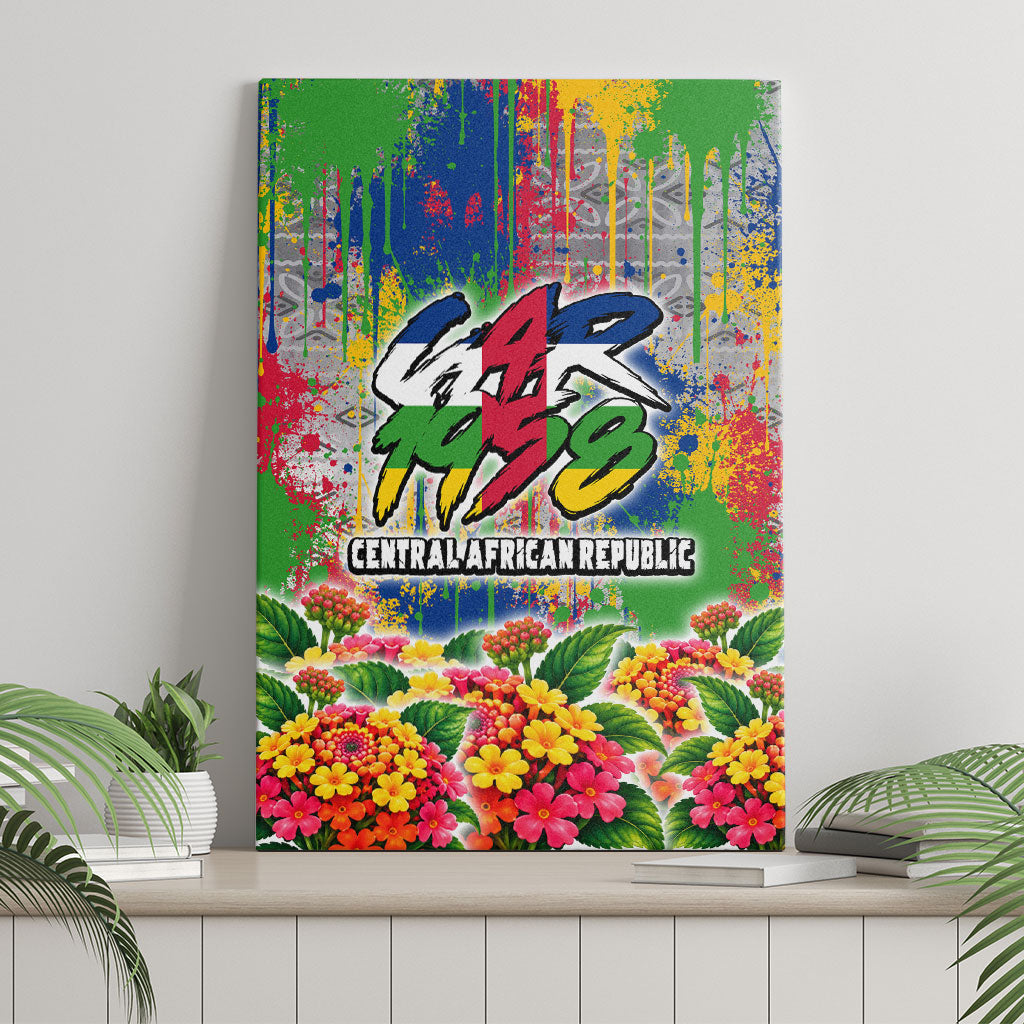 Central African Republic 1958 Canvas Wall Art Leopard Colorful Paint Splatter Patriotic Flag