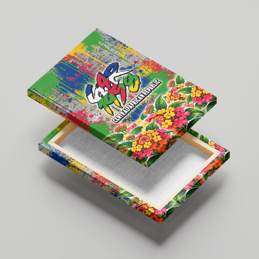 Central African Republic 1958 Canvas Wall Art Leopard Colorful Paint Splatter Patriotic Flag