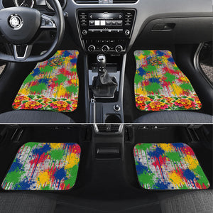 Central African Republic 1958 Car Mats Leopard Colorful Paint Splatter Patriotic Flag
