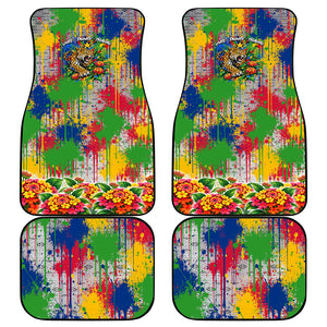 Central African Republic 1958 Car Mats Leopard Colorful Paint Splatter Patriotic Flag