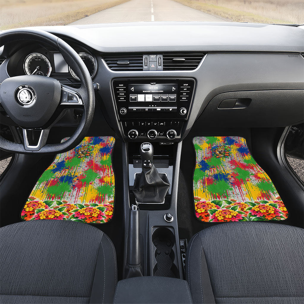 Central African Republic 1958 Car Mats Leopard Colorful Paint Splatter Patriotic Flag