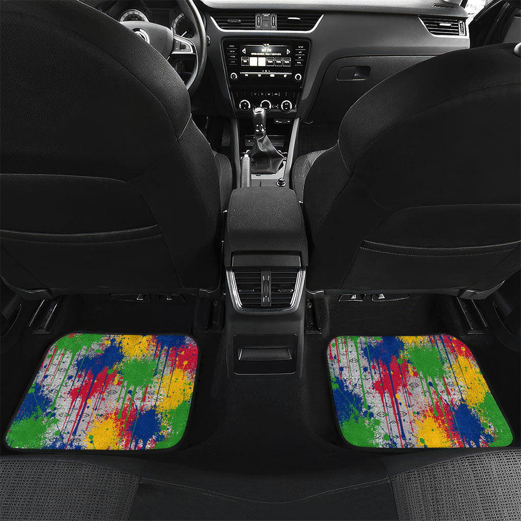 Central African Republic 1958 Car Mats Leopard Colorful Paint Splatter Patriotic Flag