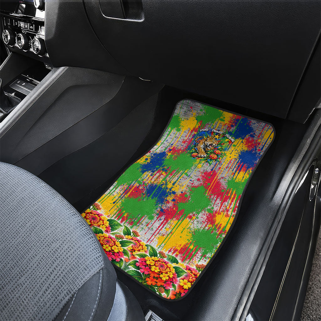 Central African Republic 1958 Car Mats Leopard Colorful Paint Splatter Patriotic Flag