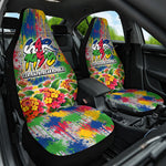 Central African Republic 1958 Car Seat Cover Leopard Colorful Paint Splatter Patriotic Flag