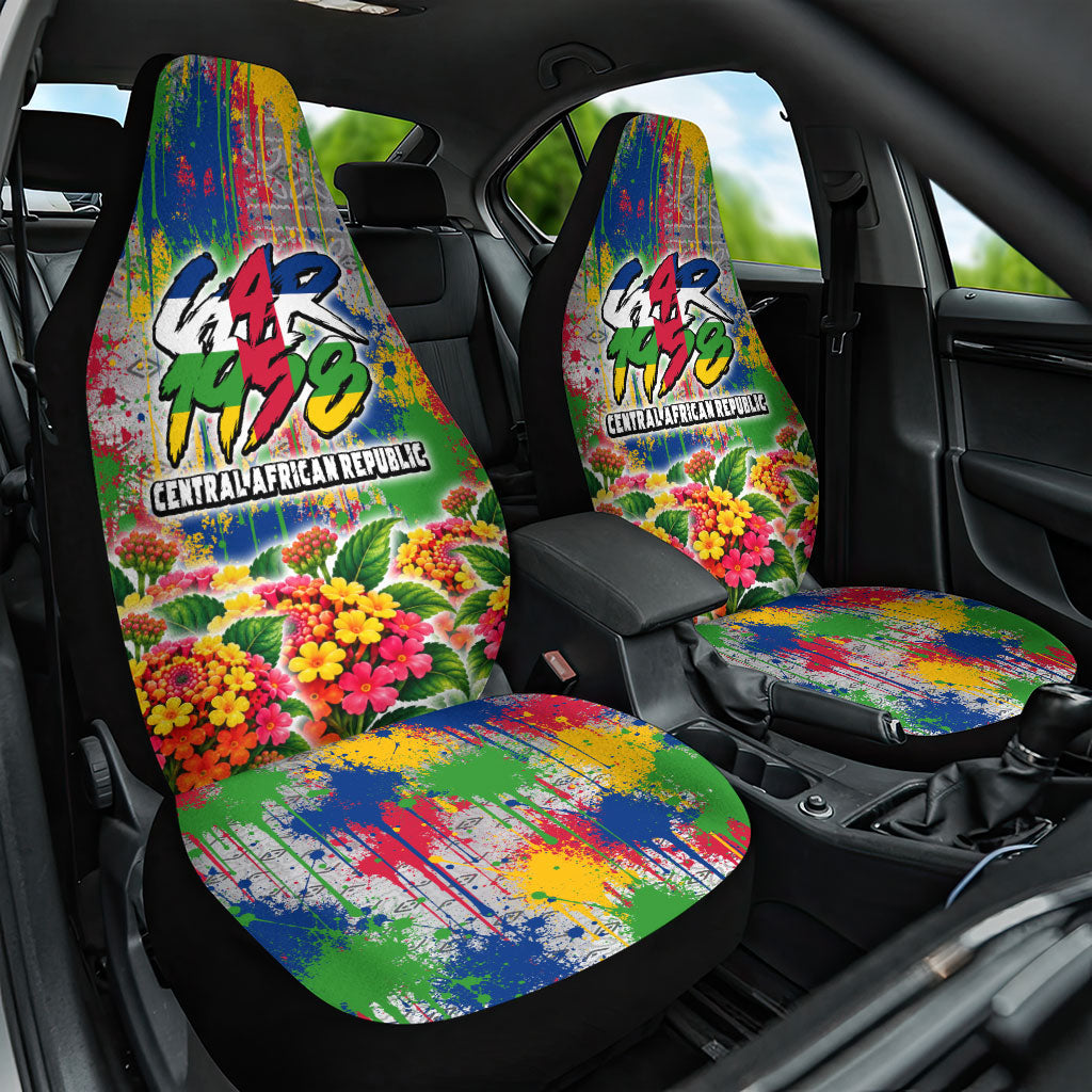 Central African Republic 1958 Car Seat Cover Leopard Colorful Paint Splatter Patriotic Flag