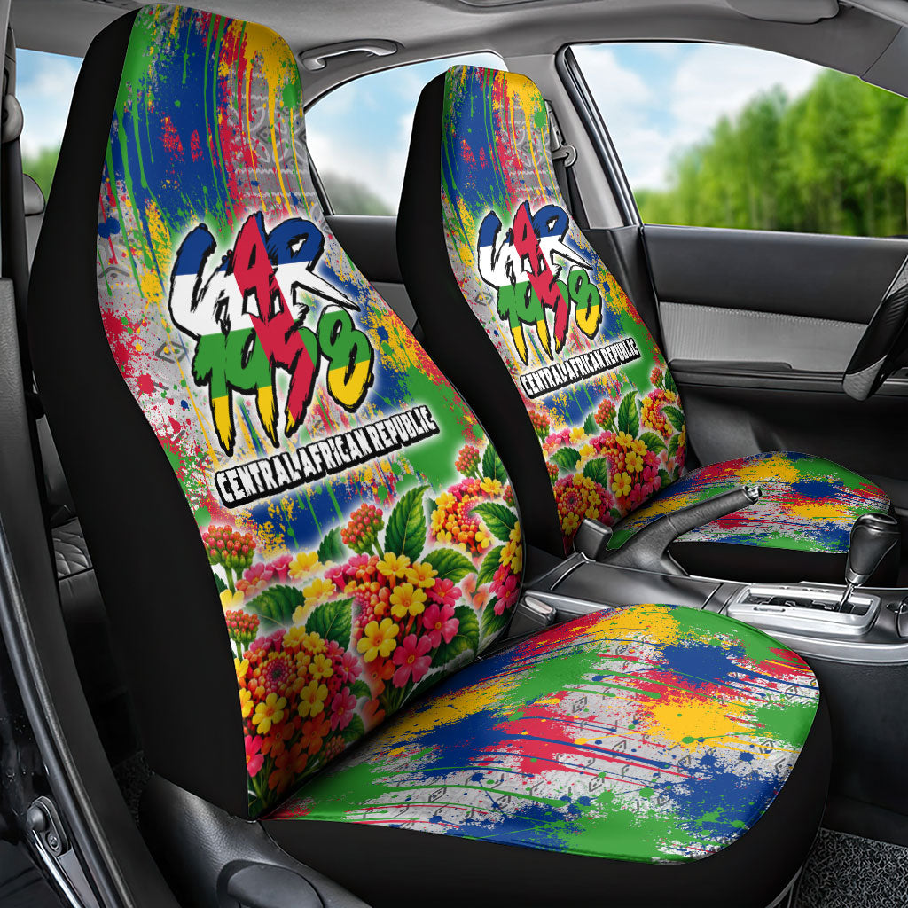 Central African Republic 1958 Car Seat Cover Leopard Colorful Paint Splatter Patriotic Flag