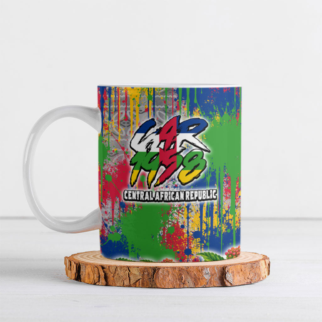 Central African Republic 1958 Ceramic Mug Leopard Colorful Paint Splatter Patriotic Flag