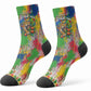 Central African Republic 1958 Crew Socks Leopard Colorful Paint Splatter Patriotic Flag