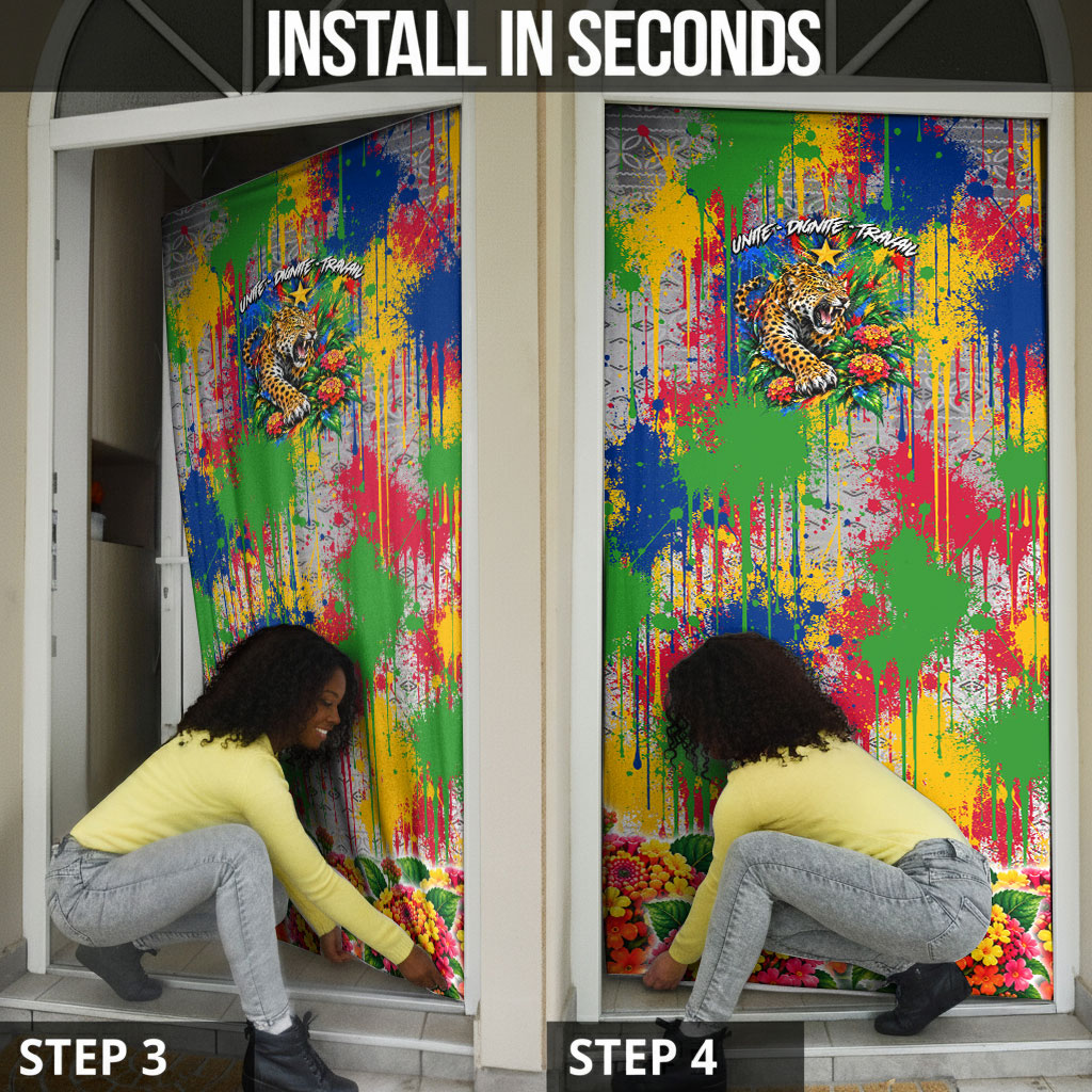 Central African Republic 1958 Door Cover Leopard Colorful Paint Splatter Patriotic Flag