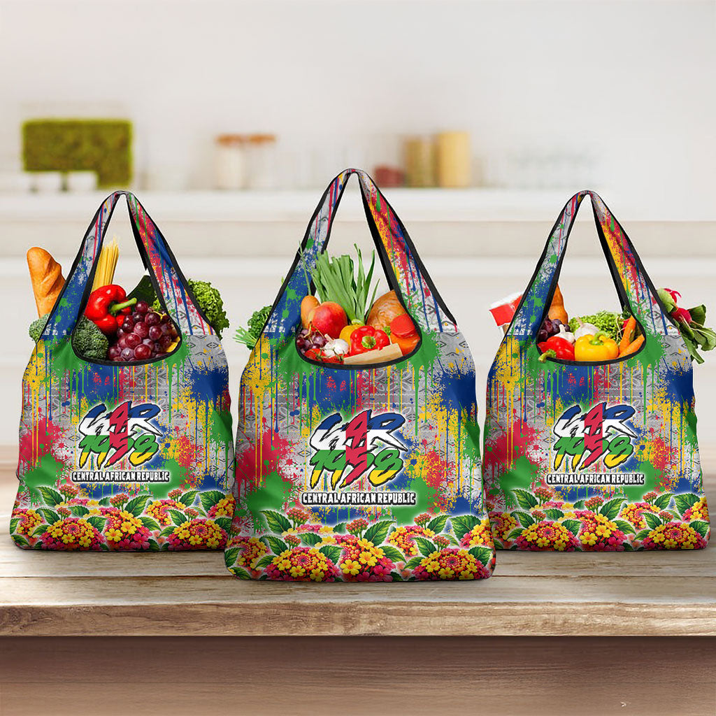 Central African Republic 1958 Grocery Bag Leopard Colorful Paint Splatter Patriotic Flag