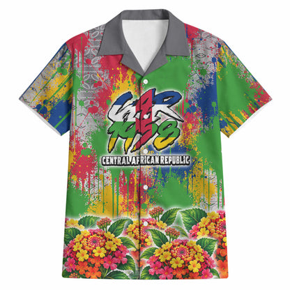 Central African Republic 1958 Hawaiian Shirt Leopard Colorful Paint Splatter Patriotic Flag