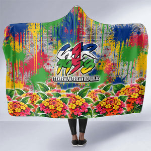 Central African Republic 1958 Hooded Blanket Leopard Colorful Paint Splatter Patriotic Flag
