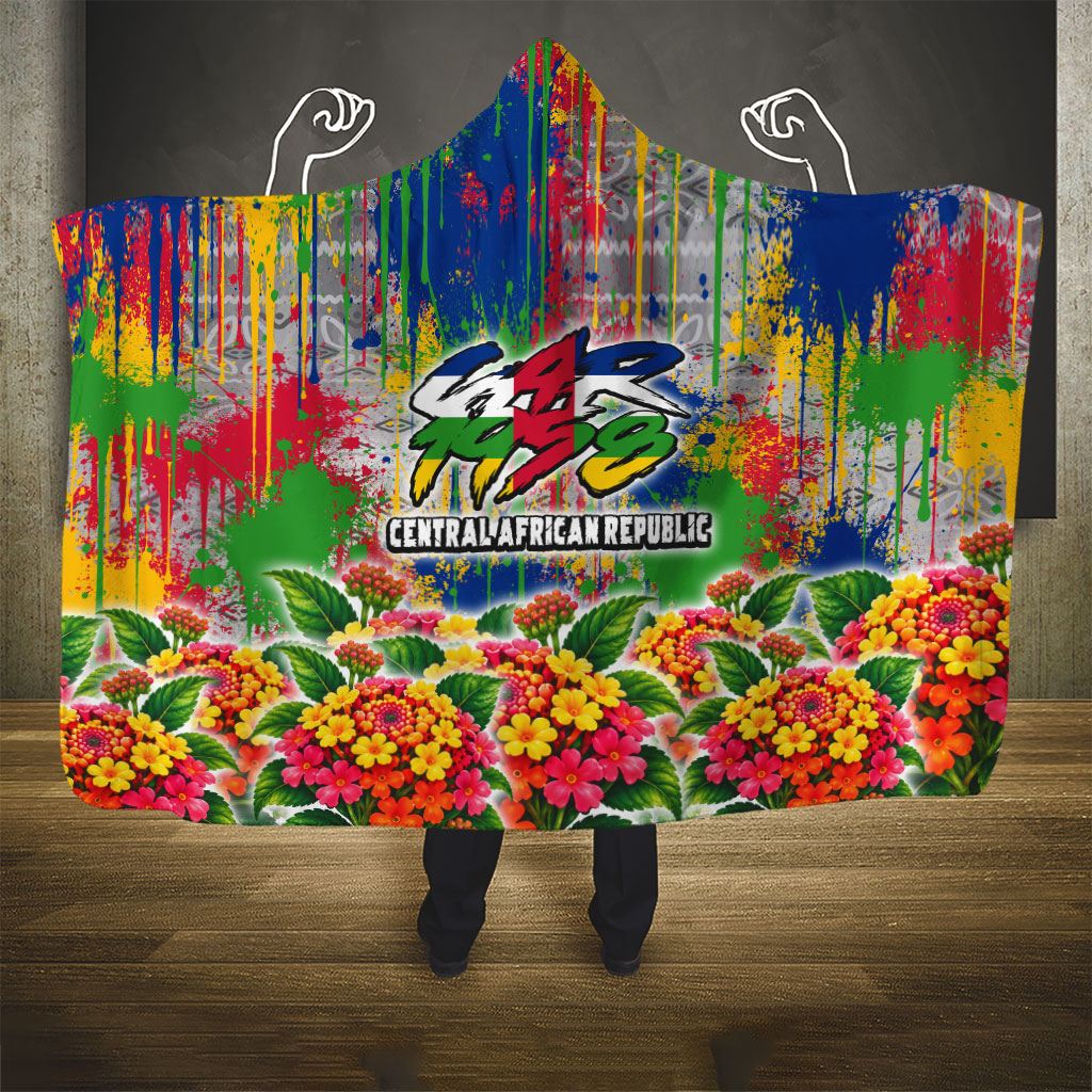Central African Republic 1958 Hooded Blanket Leopard Colorful Paint Splatter Patriotic Flag