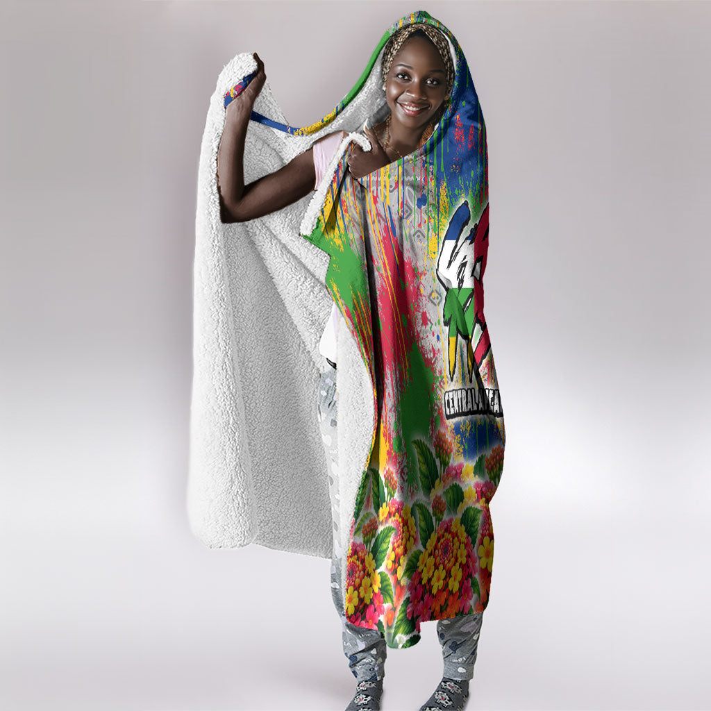 Central African Republic 1958 Hooded Blanket Leopard Colorful Paint Splatter Patriotic Flag