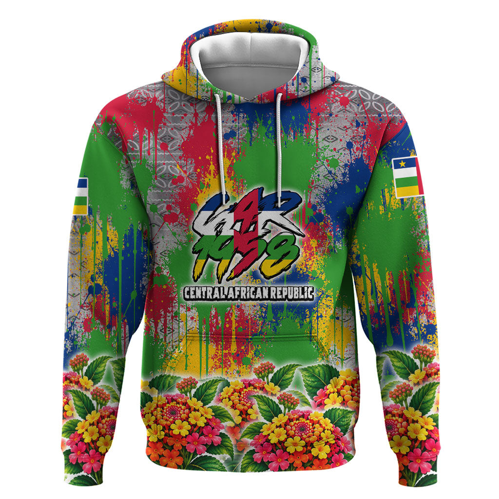 Central African Republic 1958 Hoodie Leopard Colorful Paint Splatter Patriotic Flag