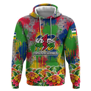 Central African Republic 1958 Hoodie Leopard Colorful Paint Splatter Patriotic Flag