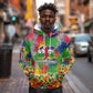 Central African Republic 1958 Hoodie Leopard Colorful Paint Splatter Patriotic Flag