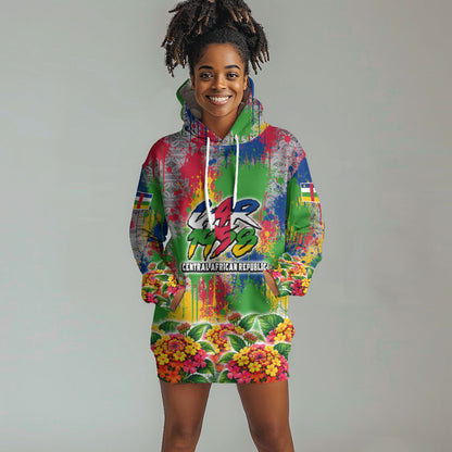 Central African Republic 1958 Hoodie Dress Leopard Colorful Paint Splatter Patriotic Flag