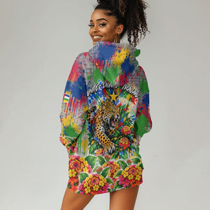 Central African Republic 1958 Hoodie Dress Leopard Colorful Paint Splatter Patriotic Flag