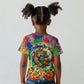 Central African Republic 1958 Kid T shirt Leopard Colorful Paint Splatter Patriotic Flag
