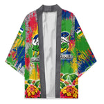 Central African Republic 1958 Kimono Leopard Colorful Paint Splatter Patriotic Flag