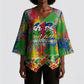Central African Republic 1958 Kimono Sleeve Blouse Leopard Colorful Paint Splatter Patriotic Flag