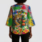 Central African Republic 1958 Kimono Sleeve Blouse Leopard Colorful Paint Splatter Patriotic Flag