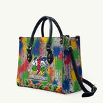 Central African Republic 1958 Leather Bag Leopard Colorful Paint Splatter Patriotic Flag