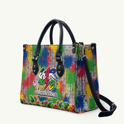 Central African Republic 1958 Leather Bag Leopard Colorful Paint Splatter Patriotic Flag