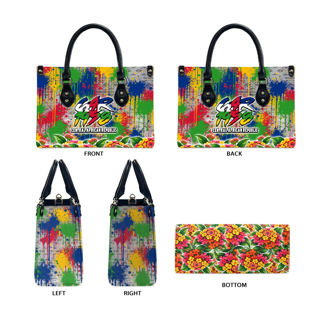 Central African Republic 1958 Leather Bag Leopard Colorful Paint Splatter Patriotic Flag