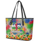 Central African Republic 1958 Leather Tote Bag Leopard Colorful Paint Splatter Patriotic Flag