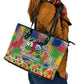 Central African Republic 1958 Leather Tote Bag Leopard Colorful Paint Splatter Patriotic Flag