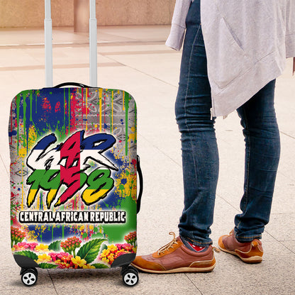 Central African Republic 1958 Luggage Cover Leopard Colorful Paint Splatter Patriotic Flag