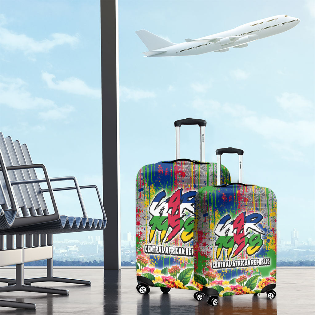 Central African Republic 1958 Luggage Cover Leopard Colorful Paint Splatter Patriotic Flag