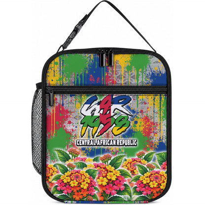 Central African Republic 1958 Lunch Bag Leopard Colorful Paint Splatter Patriotic Flag
