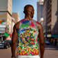 Central African Republic 1958 Men Tank Top Leopard Colorful Paint Splatter Patriotic Flag