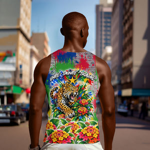 Central African Republic 1958 Men Tank Top Leopard Colorful Paint Splatter Patriotic Flag