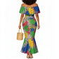 Central African Republic 1958 Mermaid Dress Leopard Colorful Paint Splatter Patriotic Flag