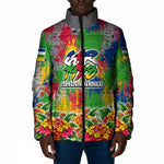Central African Republic 1958 Padded Jacket Leopard Colorful Paint Splatter Patriotic Flag