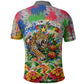 Central African Republic 1958 Polo Shirt Leopard Colorful Paint Splatter Patriotic Flag