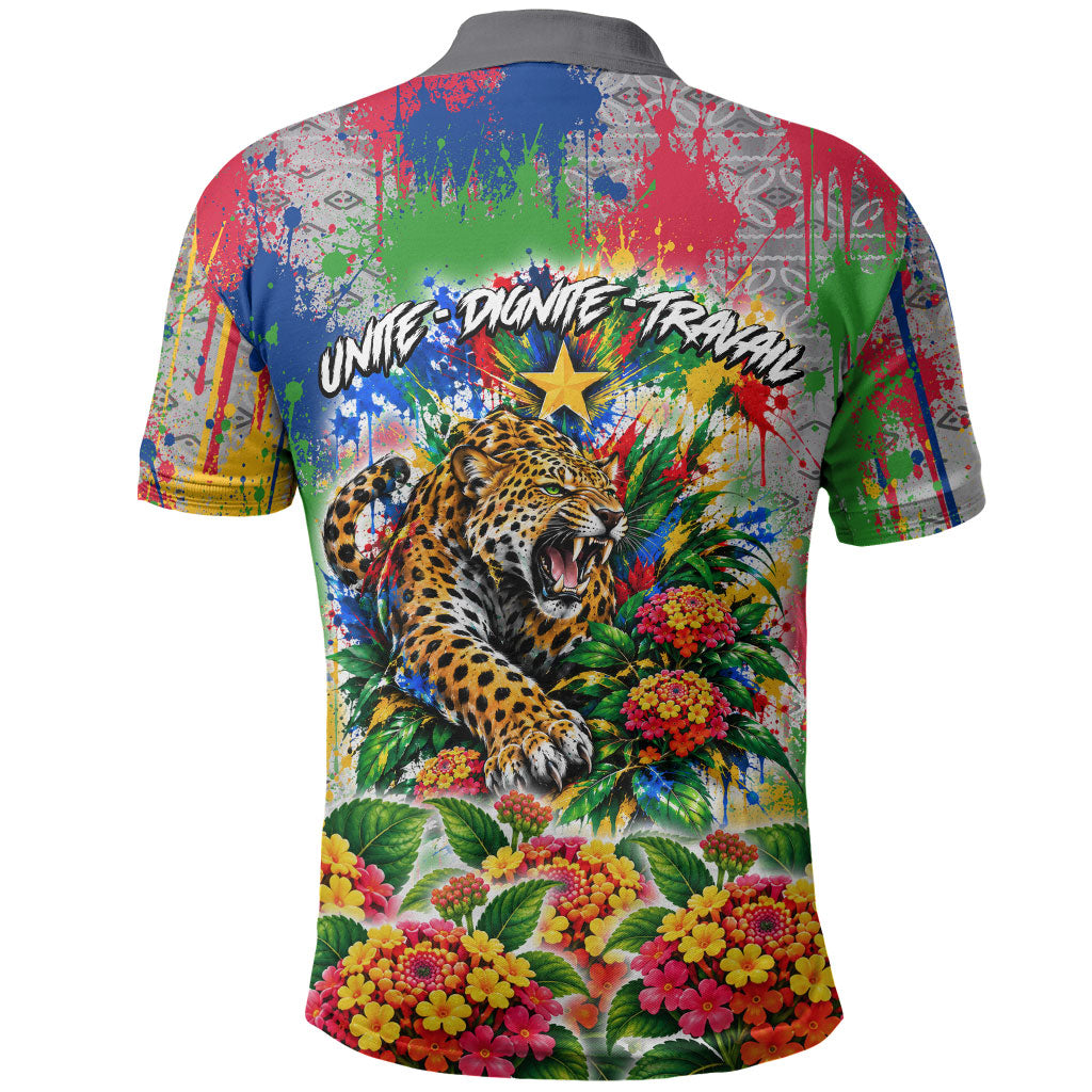 Central African Republic 1958 Polo Shirt Leopard Colorful Paint Splatter Patriotic Flag