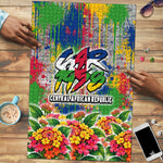 Central African Republic 1958 Puzzle Leopard Colorful Paint Splatter Patriotic Flag