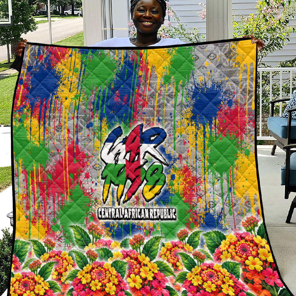Central African Republic 1958 Quilt Leopard Colorful Paint Splatter Patriotic Flag