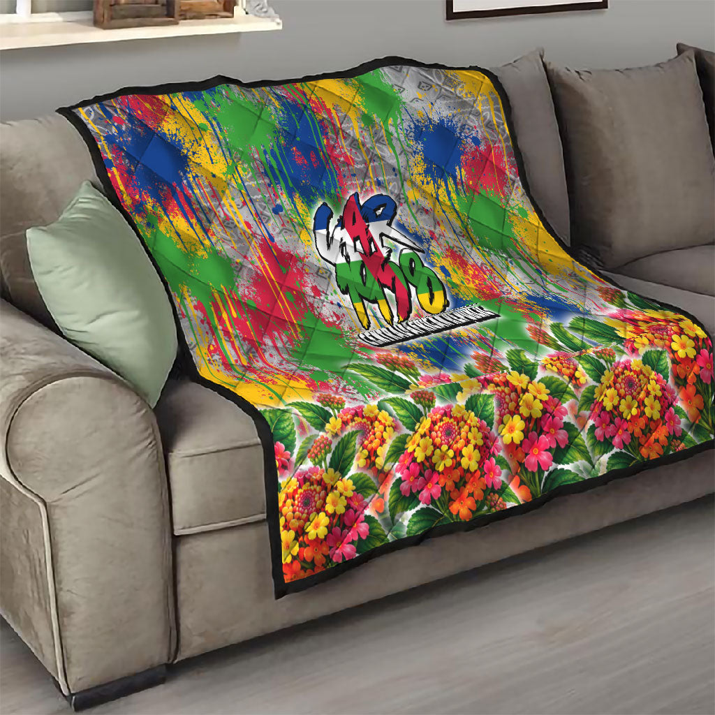 Central African Republic 1958 Quilt Leopard Colorful Paint Splatter Patriotic Flag