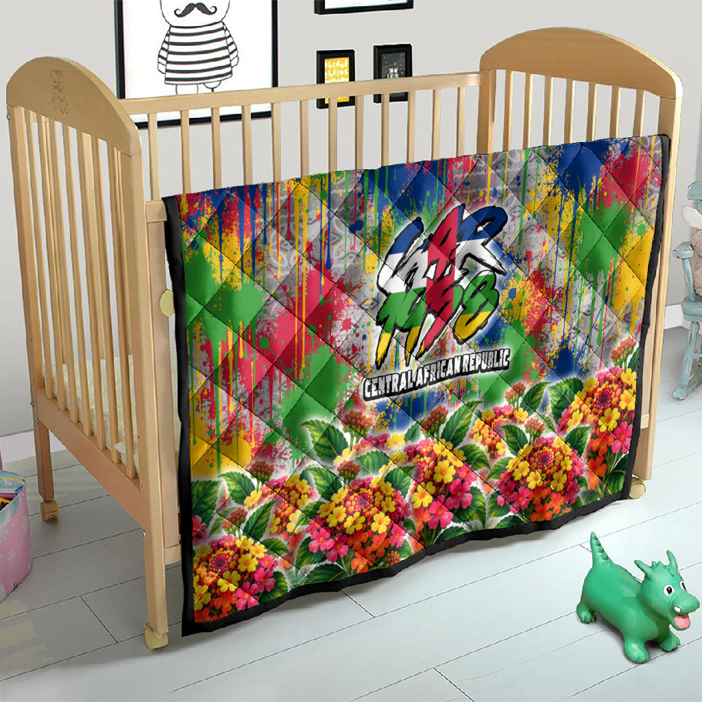 Central African Republic 1958 Quilt Leopard Colorful Paint Splatter Patriotic Flag